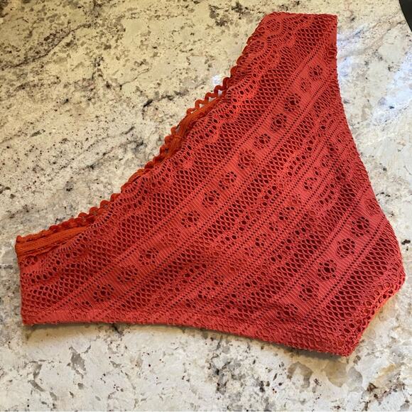 Becca $58 Rust Orange Crochet Swimsuit Bikini Bottoms Extra-Small EUC - Picture 7 of 12